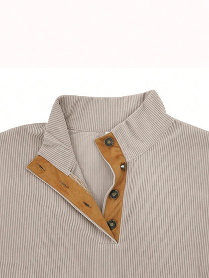 Men'S Spring & Autumn Long Sleeve Casual Polo Shirt with Contrast Color Patchwork, Fall