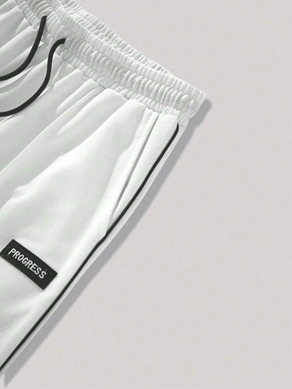 Manfinity Hypemode Men'S Loose Fit Sweatpants with Patch Detail and Drawstring Waist Straight Leg Long Sweat Pants Going Out Casual Boyfriend Gift