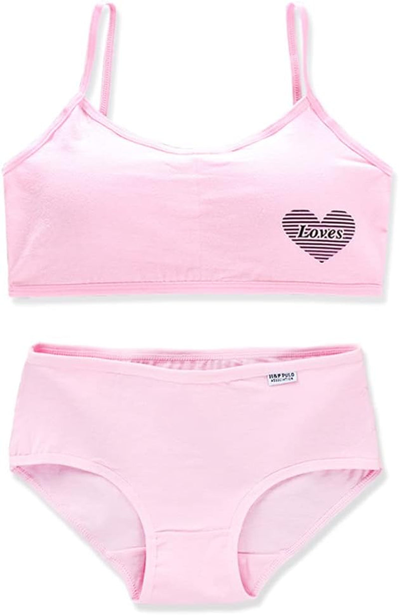 Girls’ Seamless Underwear Set - Training Bra and Matching Panties – Crop Cami Bralette and Briefs for 8-14 Age (6 Pcs) Type 1