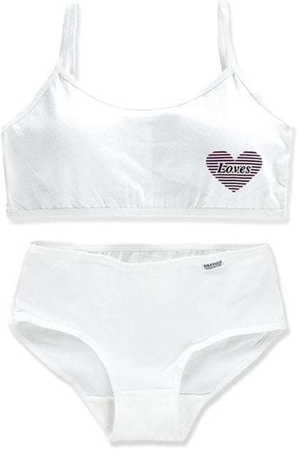 Girls’ Seamless Underwear Set - Training Bra and Matching Panties – Crop Cami Bralette and Briefs for 8-14 Age (6 Pcs) Type 1