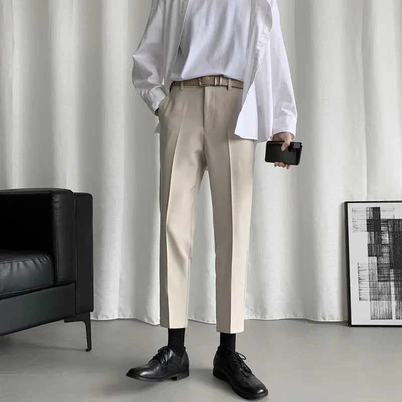 Korean Black Suit Pants Men Slim Fashion Solid Color Business Society Dress Pants Men Straight Pants Men Soffice Formal Trousers