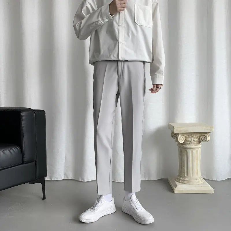 Korean Black Suit Pants Men Slim Fashion Solid Color Business Society Dress Pants Men Straight Pants Men Soffice Formal Trousers