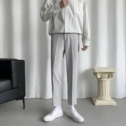Korean Black Suit Pants Men Slim Fashion Solid Color Business Society Dress Pants Men Straight Pants Men Soffice Formal Trousers