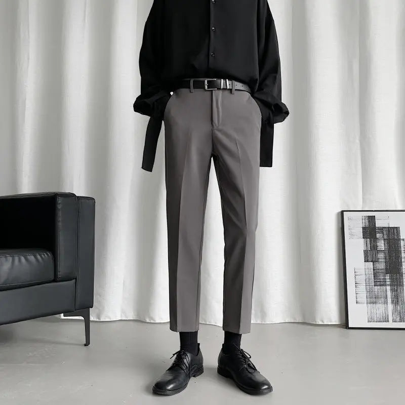Korean Black Suit Pants Men Slim Fashion Solid Color Business Society Dress Pants Men Straight Pants Men Soffice Formal Trousers