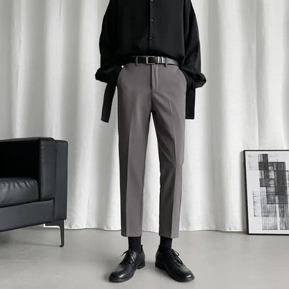Korean Black Suit Pants Men Slim Fashion Solid Color Business Society Dress Pants Men Straight Pants Men Soffice Formal Trousers